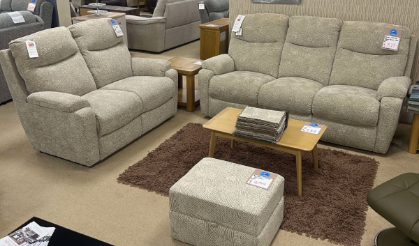 3 Seater Manual Recliner, 2 Seater Fixed & Storage Footstool